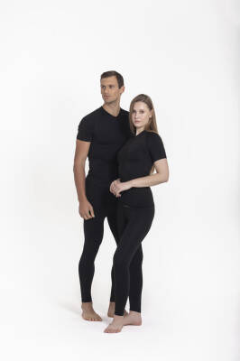 Termal İçlik Üst V Yaka Kısakol Seamless Polipropilen - Siyah - 8