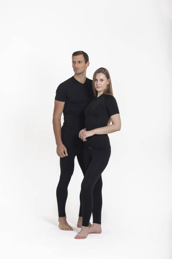 Termal İçlik Üst V Yaka Kısakol Seamless Polipropilen - Siyah - 8