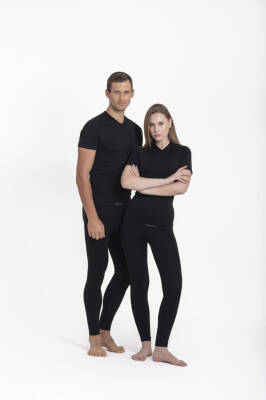 Termal İçlik Üst V Yaka Kısakol Seamless Polipropilen - Siyah - 9