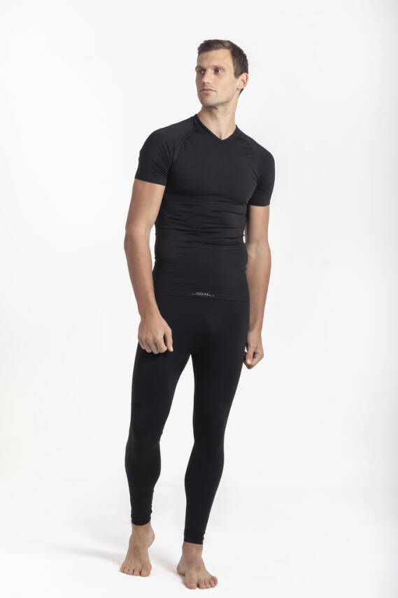 Termal İçlik Üst V Yaka Kısakol Seamless Polipropilen - Siyah - 1