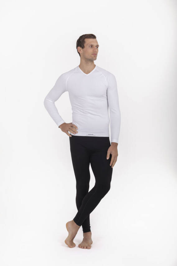 Termal İçlik Üst V Yaka Uzunkol Seamless Polipropilen - Beyaz - 5