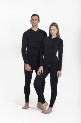 Termal İçlik Üst V Yaka Uzunkol Seamless Polipropilen - Siyah (1)