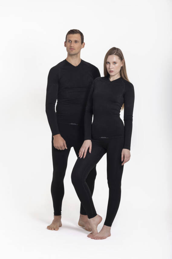 Termal İçlik Üst V Yaka Uzunkol Seamless Polipropilen - Siyah - 2