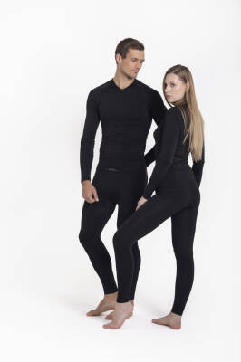 Termal İçlik Üst V Yaka Uzunkol Seamless Polipropilen - Siyah - 4