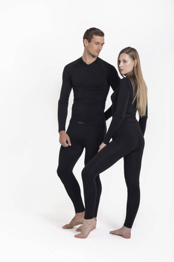 Termal İçlik Üst V Yaka Uzunkol Seamless Polipropilen - Siyah - 4