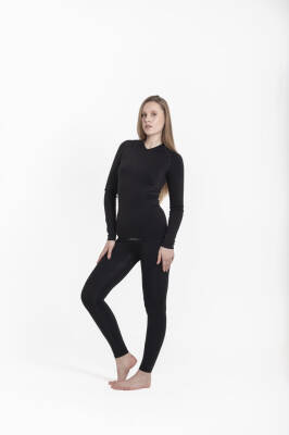 Termal İçlik Üst V Yaka Uzunkol Seamless Polipropilen - Siyah - 5