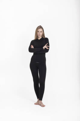 Termal İçlik Üst V Yaka Uzunkol Seamless Polipropilen - Siyah - 6