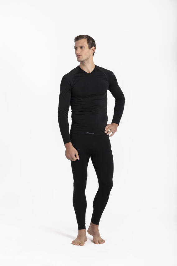 Termal İçlik Üst V Yaka Uzunkol Seamless Polipropilen - Siyah - 9