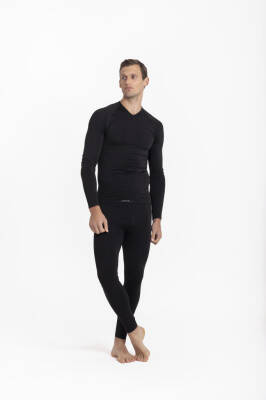 Termal İçlik Üst V Yaka Uzunkol Seamless Polipropilen - Siyah - 10