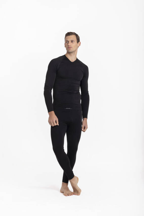 Termal İçlik Üst V Yaka Uzunkol Seamless Polipropilen - Siyah - 10