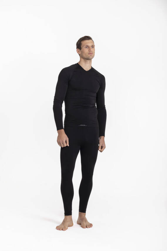 Termal İçlik Üst V Yaka Uzunkol Seamless Polipropilen - Siyah - 11