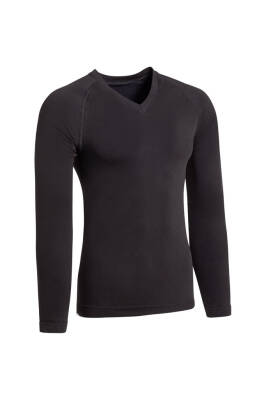 Termal İçlik Üst V Yaka Uzunkol Seamless Polipropilen - Siyah - 13